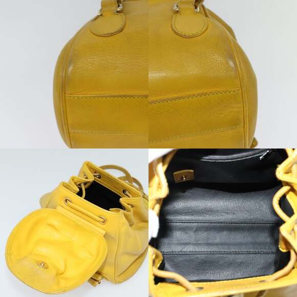 DIOR Backpack Leather Gold Yellow - Picture 11 of 13